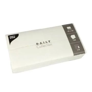 Serviettes de table unies - Blanc PAP STAR Lot de 150 