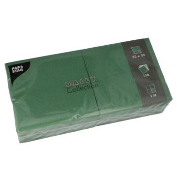 Photo Lot de 250 serviettes de table unies Vert foncé PAP STAR Restaurant