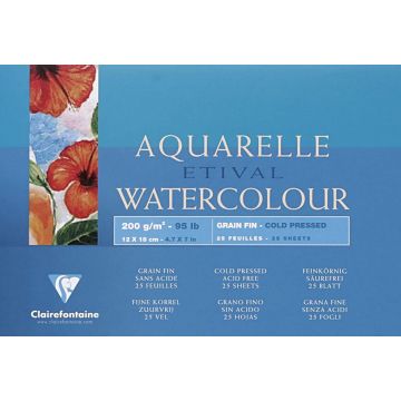 Bloc aquarelle - 120 x 180 mm - 200 g/m2 - Lot de 2 : CLAIREFONTAINE Etival Watercolour image