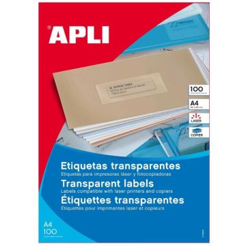 APLI 119020 : Étiquettes adhésives invisibles 105 x 37 mm