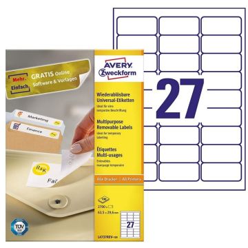 AVERY Étiquettes amovibles 63,5 x 29,6 mm L4737REV-100