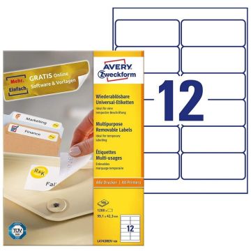 AVERY Étiquettes amovibles 99,1 x 42,3 mm L4743REV-100