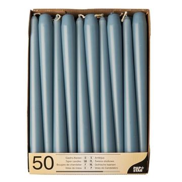 Bougie chandelier - Bleu Arctique 25 cm : PAP STAR Lot de 50 image