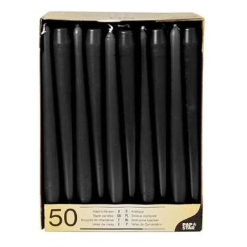 Bougie chandelier Noir 25 cm PAP STAR Lot de 50