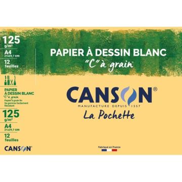 Papier à dessin Blanc C à grain 125 g - A4 CANSON Lot de 12