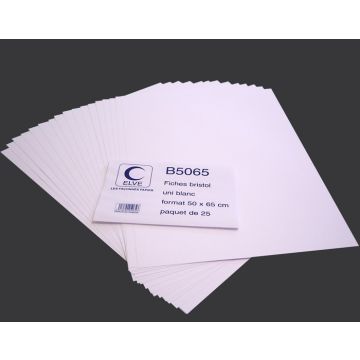 Fiches Bristol - 500 x 650 mm - Blanc uni ELVE B5065 Lot de 25 modèle