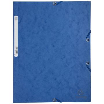 Chemise à élastiques 3 rabats Carte lustrée 400g - Bleu : EXACOMPTA Image