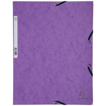 Chemise à élastiques 3 rabats Carte lustrée 400g - Violet : EXACOMPTA Image