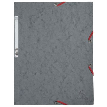 Chemise à élastiques 3 rabats Carte lustrée 400g - Gris : EXACOMPTA Photo