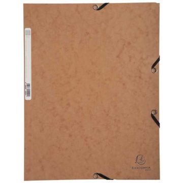 Chemise à élastiques 3 rabats Carte lustrée 400g - Tabac : EXACOMPTA Photo