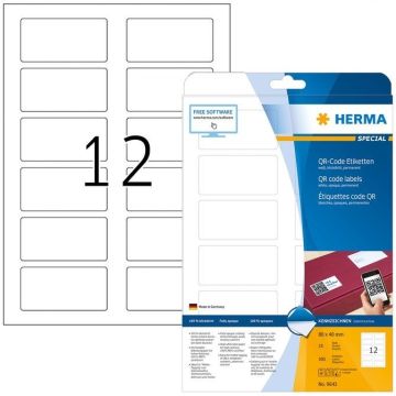 Étiquettes blanches pour codes QR 80 x 40 mm HERMA 9643