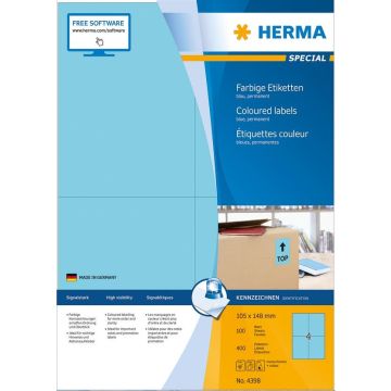 4398 HERMA : Étiquettes adhésives - 105,0 x 148,0 mm - Bleu