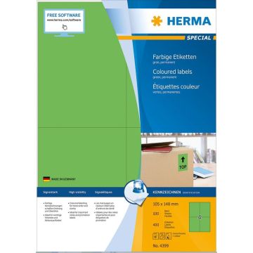 4399 HERMA : Étiquettes adhésives - Multi-usages - 105,0 x 148,0 mm - Vert