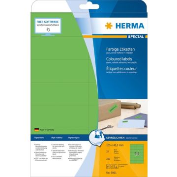 5061 HERMA  Étiquettes adhésives - Multi-usages - 105,0 x 42,3 mm. - Vert
