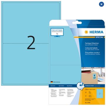 HERMA 4498 : Étiquettes adhésives - Multi-usages - 199,5 x 143,5 mm - Bleu