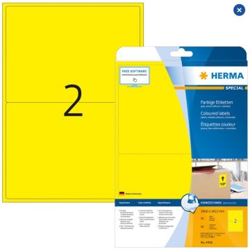 4496 HERMA  Étiquettes adhésives - Multi-usages - 199,5 x 143,5 mm. - Jaune