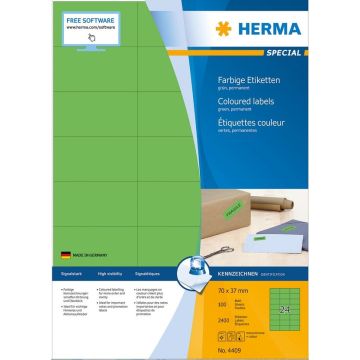4409 HERMA : Étiquettes adhésives - Multi-usages - 70,0 x 37,0 mm - Vert 
