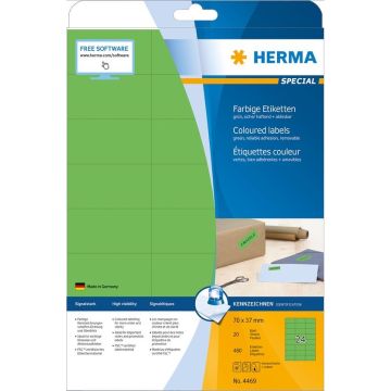 4469 HERMA  Étiquettes adhésives - Multi-usages - 70,0 x 37,0 mm. - Vert