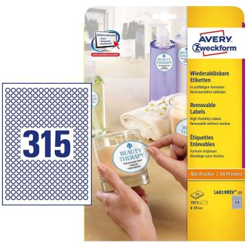 Photo Étiquettes adhésives - Diamètre 10 mm - Blanc AVERY 