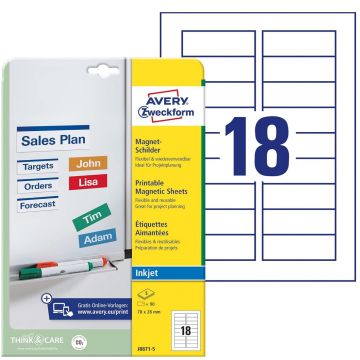 Etiquettes Aimantées - 78 x 28 mm - Blanc AVERY Lot de 90