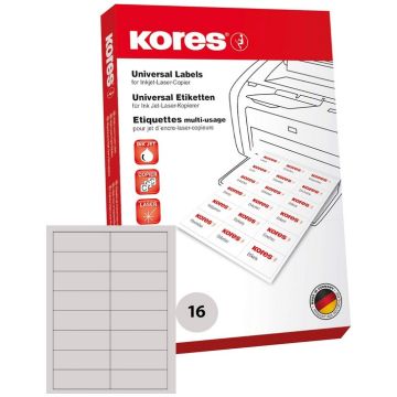 Étiquettes adhésives universelles - 105 x 37 mm - Blanc : KORES Lot de 1600