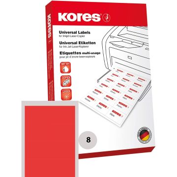 Lot de 800 étiquettes adhésives - Rouge - 105 x 74 mm : KORES Image