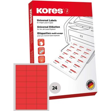 Lot de 2400 étiquettes adhésives - Rouge - 70 x 37 mm : KORES modèle