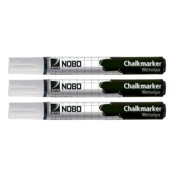 Photo Lot de 3 marqueurs à craie 2 mm - Blanc : NOBO 34438398