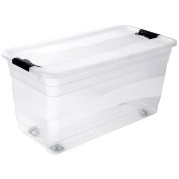 Photo Boite de rangement à roulettes - 83 L - Transparent KEEEPER Konrad