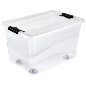 Photo Boite de rangement à roulettes - 52 L - Transparent KEEEPER Konrad