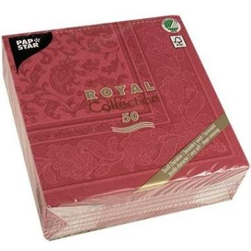 Photo Lot de 50 serviettes en papier - Bordeaux - 400 x 400 mm : PAPSTAR ROYAL Collection Ornements Image