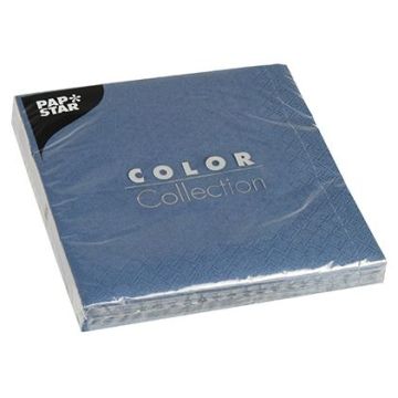Photo Lot de 50 serviettes de table unies - Bleu foncé PAP STAR Restaurant 14225