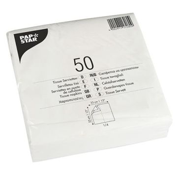 Lot de 50 Serviettes en papier 2 couches - Blanc PAP STAR Image