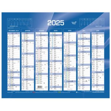 Calendrier de banque 2025 - 430 x 335 mm QUO VADIS Décembre à Juin  