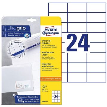 Photo Étiquettes adhésives - 70 x 37 mm - Blanc AVERY Office and Home