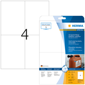Photo Étiquettes adhésives ultra résistantes amovibles - 105 x 148 mm - Blanc HERMA