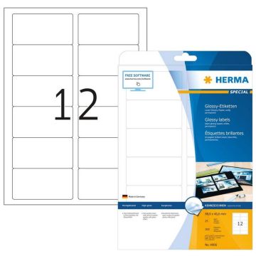 Photo Étiquettes brillantes adhésives blanches - 88,9 x 46,6 mm HERMA Lot de 300