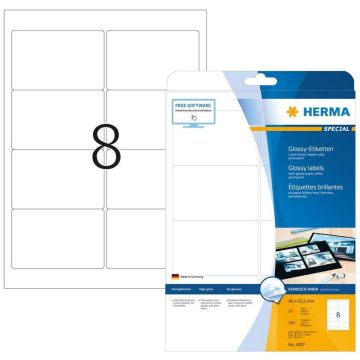 Photo Étiquettes brillantes adhésives blanches - 96 x 63,5 mm HERMA Lot de 200