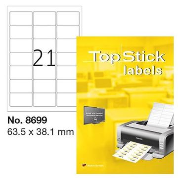 Photo Étiquettes adhésives blanches - 63,5 x 38,1 mm : TOP STICK