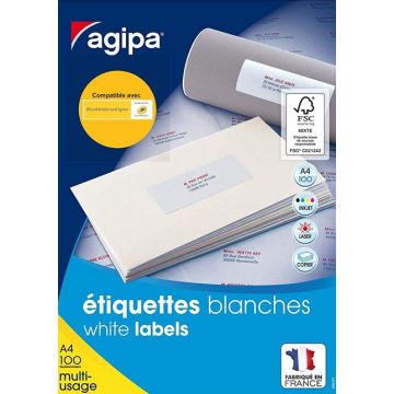 Photo Étiquettes adhésives 63,5 x 72 mm - Blanc  AGIPA 100983 