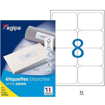 Photo Étiquettes adhésives 99,1 x 67,7 mm - Blanc  AGIPA 118987