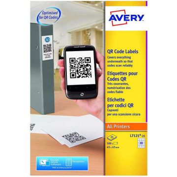 Photo Étiquettes blanches pour codes QR 45 x 45 mm AVERY L7121-25