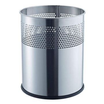 Photo Corbeille à papier en Acier inoxydable 15 litres - Argent : HELIT H2515700