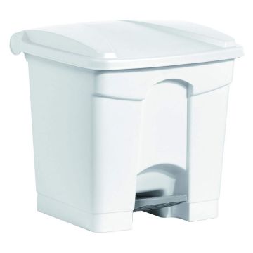 Photo Poubelle à pédale avec couvercle - 30 litres - Blanc : HELIT H2402005