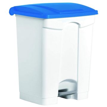Photo Poubelle à pédale avec couvercle - 70 litres - Blanc/Bleu : HELIT H2402234 