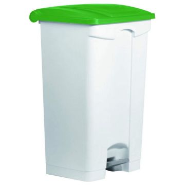 Photo Poubelle à roulettes avec couvercle - 90 litres - Blanc/Vert : HELIT H2402351 