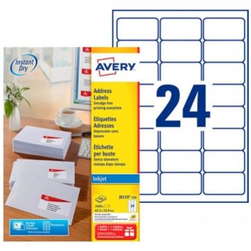 Photo Étiquettes - 63,5 x 33,9 mm - Jet d'encre - Blanc AVERY