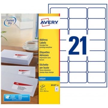 Photo Étiquettes - 63,5 x 38,1 mm - Jet d'encre - Blanc AVERY