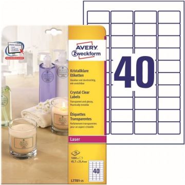 Photo Étiquettes adhésives résistantes - 45,7 x 25,4 mm - Transparent AVERY