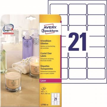 Photo Étiquettes adhésives résistantes - 63,5 x 38,1 mm - Transparent AVERY